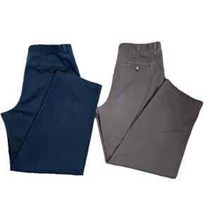 2 LL Bean Women’s Chino Pants Sz 14 Favorite Fit Straight Leg‎ Black & Brown